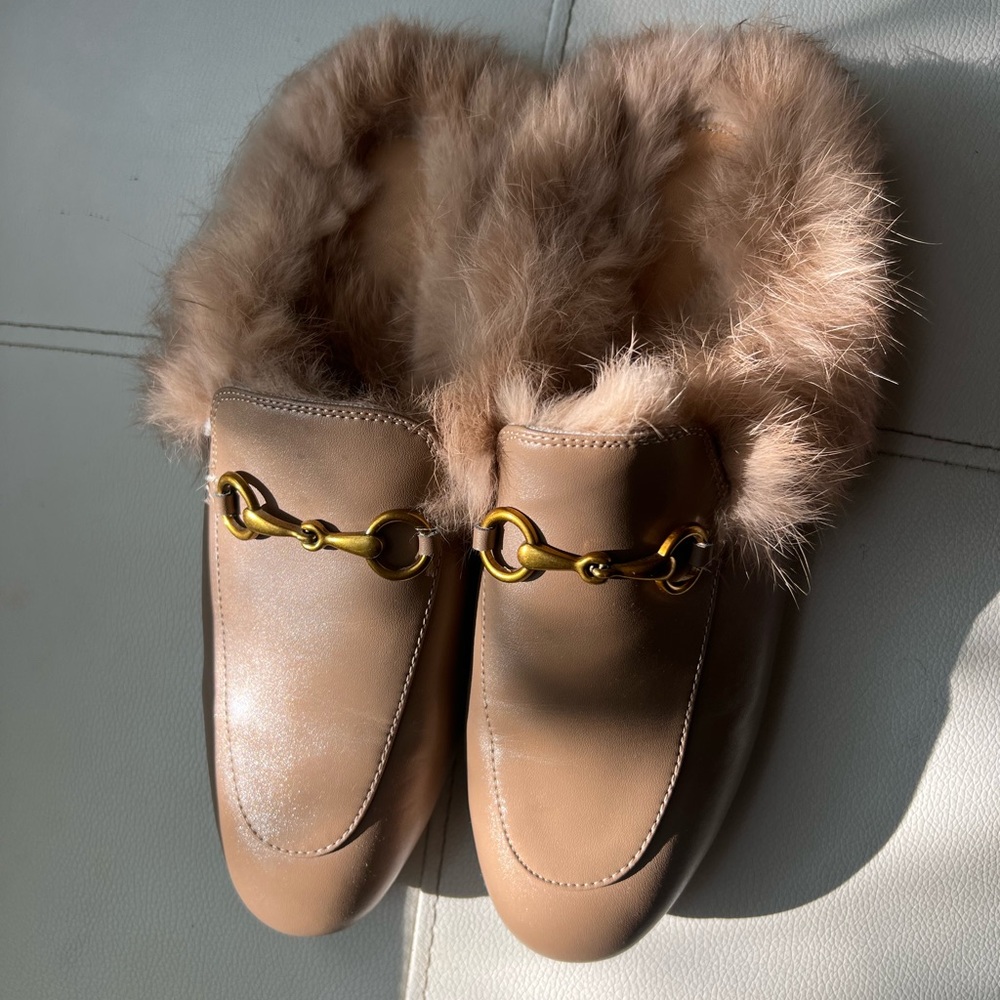Women's Tan Fur-Lined Loafers